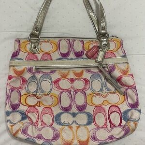 Coach Poppy C Glam Dream Canvas Tote Purse.